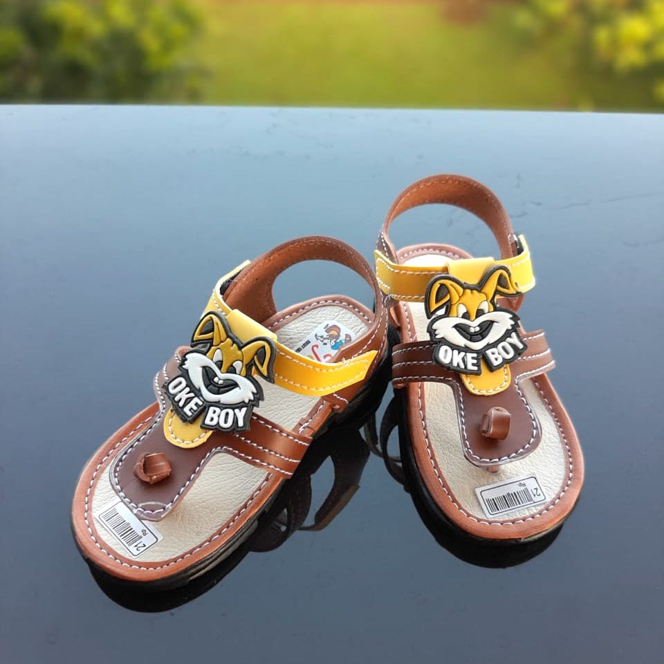 TOKOERS SDL10 Sepatu Sandal Kulit Sintetis Tali Perepet Anak Laki Laki Umur 1 2 3 4 5 6 tahun