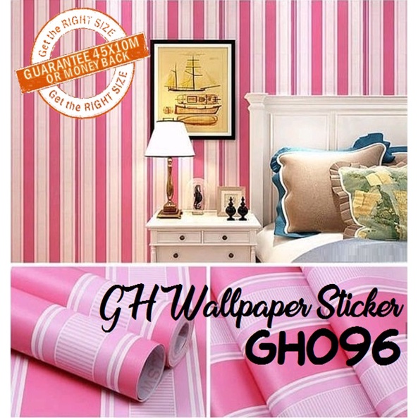 WALLPAPER 45cm X 5m WALLPAPER TERLARIS SALUR PINK