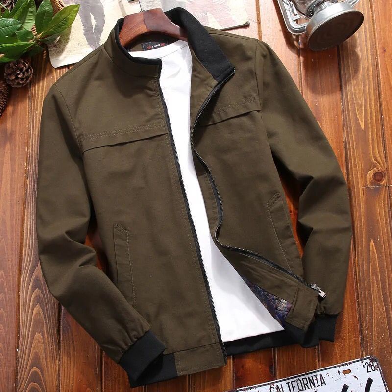 Jaket bomber canvas pria wanita polos original