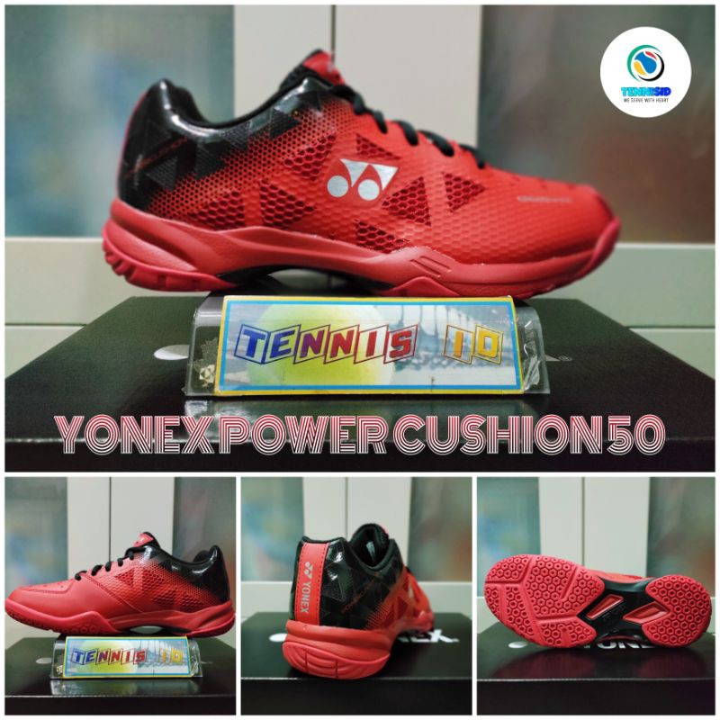 Sepatu Badminton Tenis Tennis YONEX POWER CUSHION 50 - Red/Black