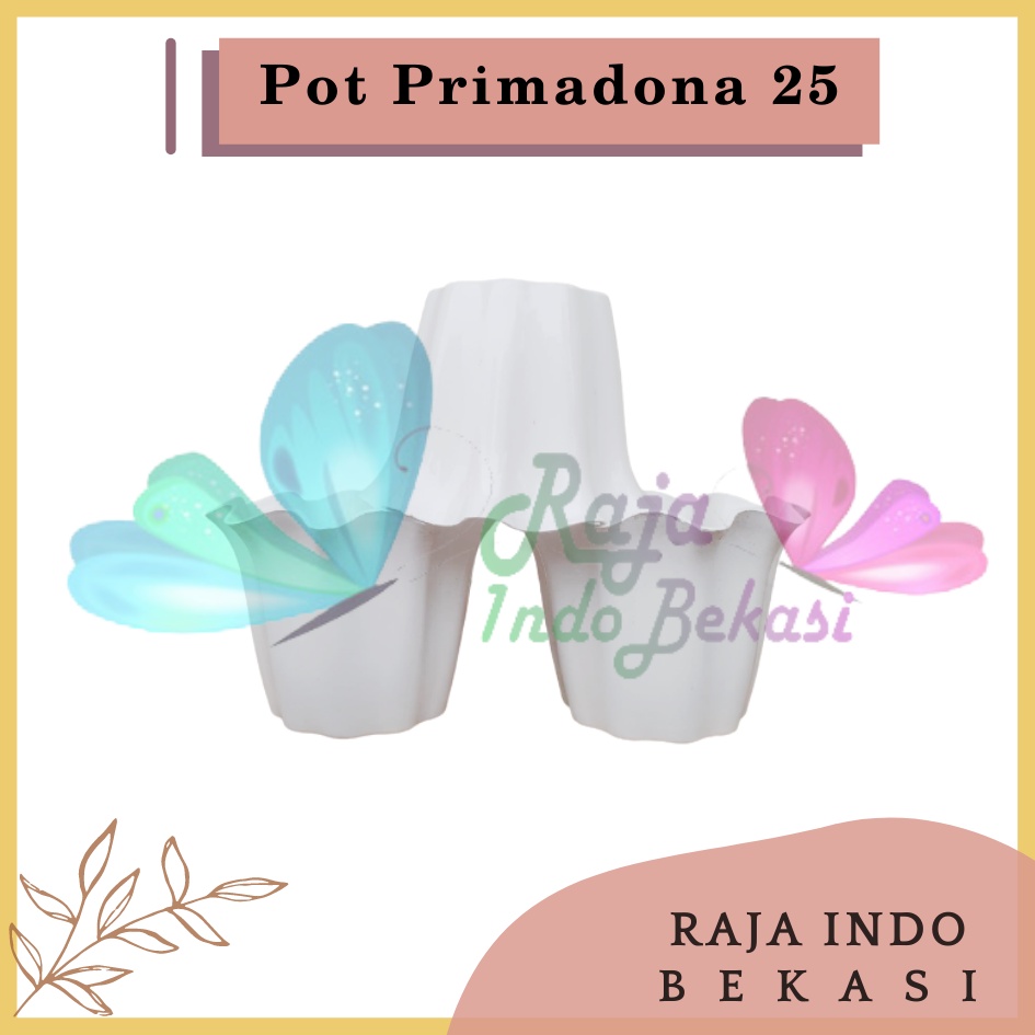 Rajaindobekasi Pot Shallom Primadona 25 Putih - Pot Bunga Plastik Putih Cantik Tebal Gelombang Bagus Pot Primadona 15 20 25 30 35 40 Putih Pink Hitam