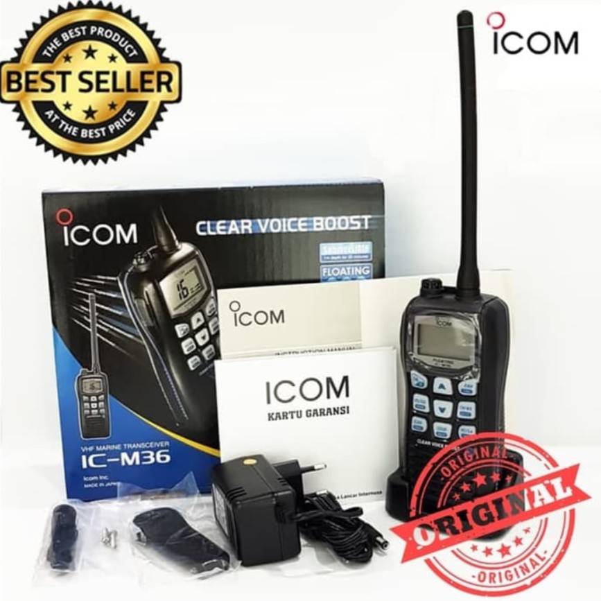 RADIO ICOM IC-M36 M 36 VHF HANDY TALKY MARINE TRANCEIVER ANTENA HT M36