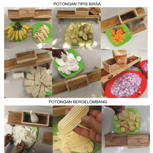 BONUS 2 PISAU || PENGIRIS KERIPIK - PEMOTONG KERIPIK SERBAGUNA KAYU JATI