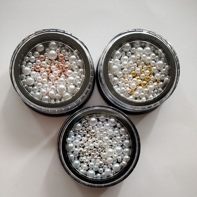 Butiran Mutiara Sintetis ukuran 1,5-4mm untuk Hiasan Nail Arts/Mutiara Ringan