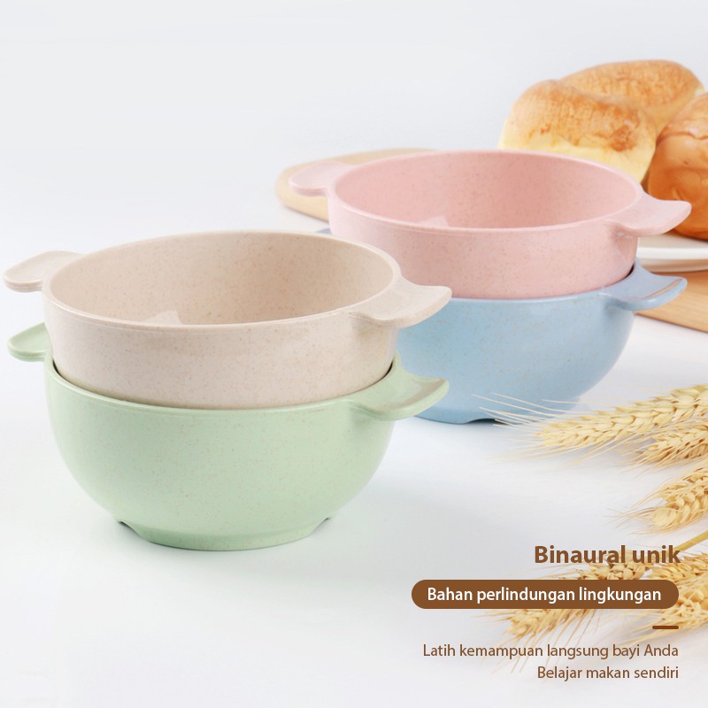 LCX 8 Set Mangkuk Anak Wheat Straw Mangkuk / Bowl + Spoon Tempat Makan Anak