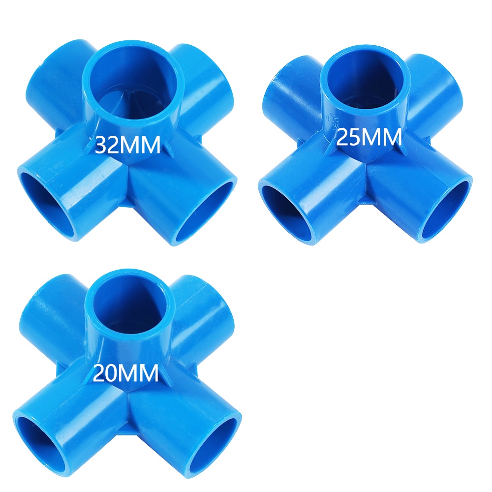 20-50mm Konektor Pipa PVC Biru / Tabung Air Irigasi Siku T Alat DIY