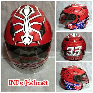 Helm Murah ARL Double Visor Merah   Half Face   SNI   Mirip INK Centro Limited