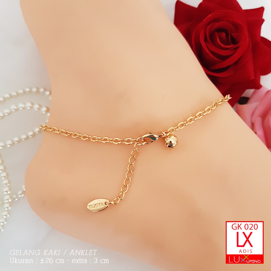 GK 020  Gelang Kaki  Dewasa Bola Bola Perhiasan Lapis Emas 18K Gelang Kaki Xuping Anklet Wanita Luxx Xuping