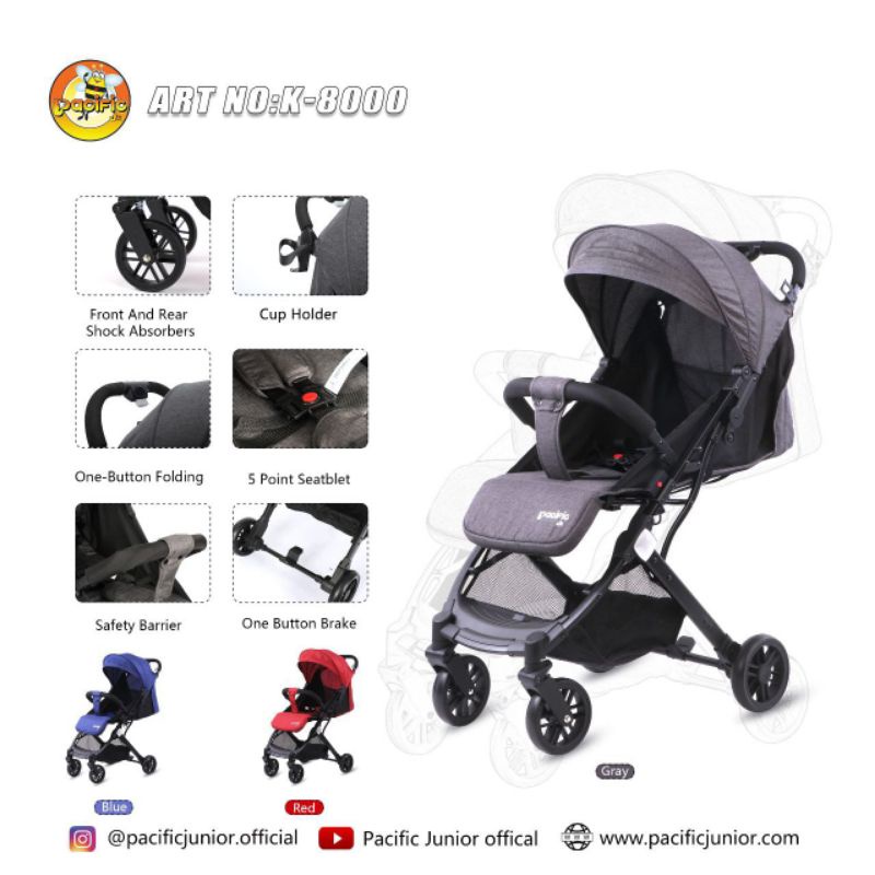 Baby Stroller Pacific K 8000 one hand fold cabin size