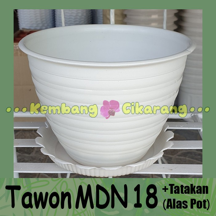 ST 18 PUTIH (18cm) pot bunga model tawon super tawon ukuran 18 dengan alas atau tanpa alas