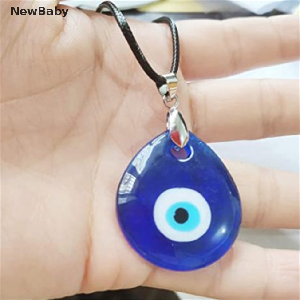 1pc Kalung Liontin Evil Eye Bahan Kaca Warna Biru Ukuran 30mm Untuk Wanita