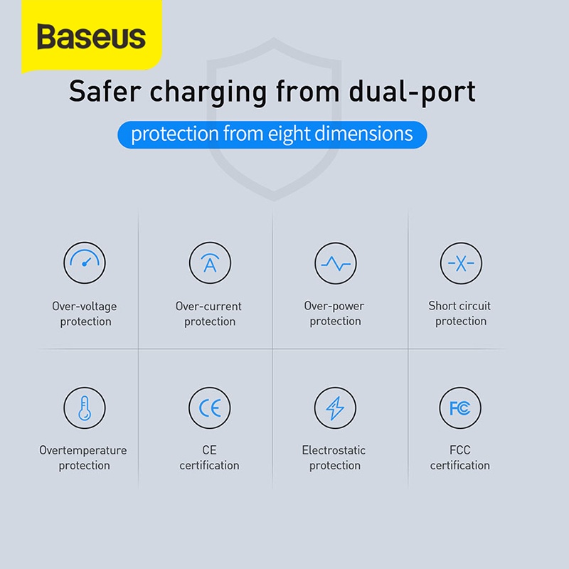 Baseus Kepala Charger Mini Dual USB Charger eu plug charger