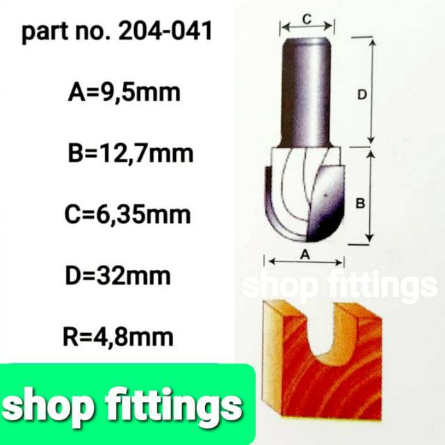 Mata Router Profil Bulat 10mm Ujung Kepala Round Nose Bit benz 204 041