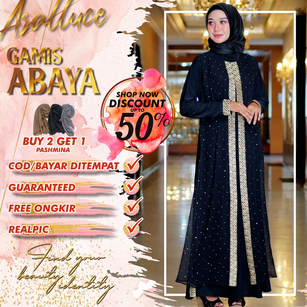  ARALLUCE Abaya  Turkey Mewah  Hitam  Gamis Turki Terbaru 