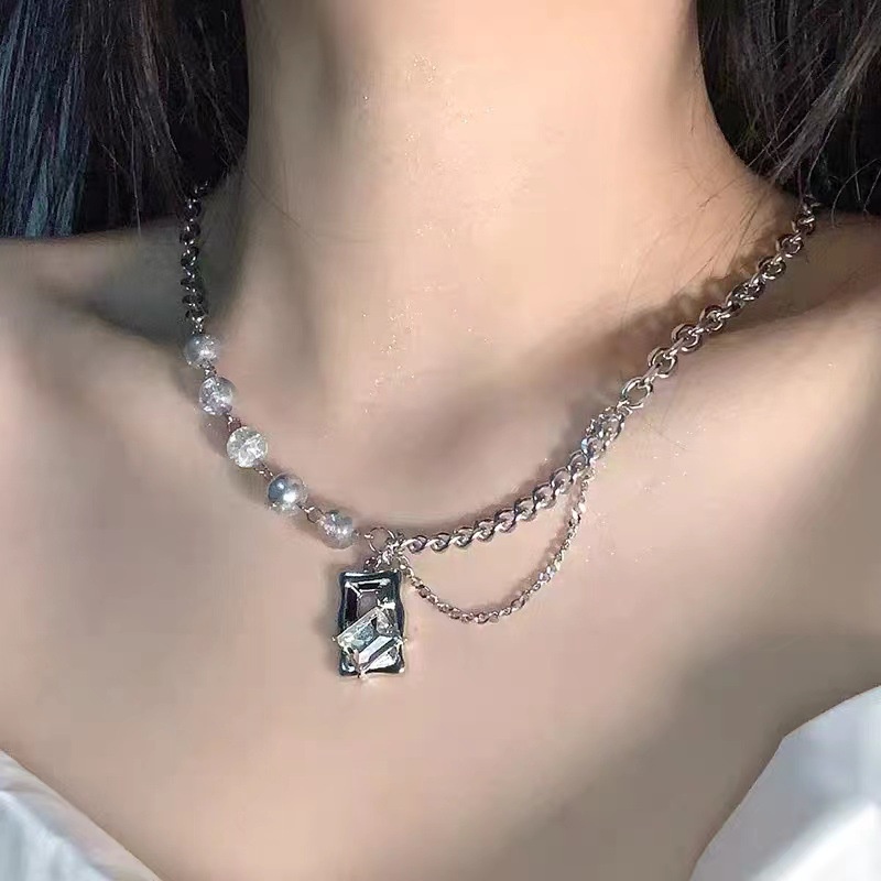 Kalung Rantai Clavicle Desain Geometri Gaya Korea