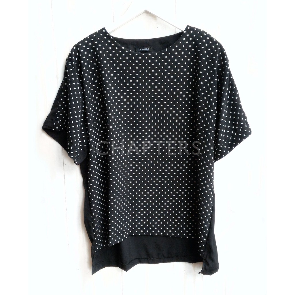 Oversize Atasan Blus Wanita Dot Hitam