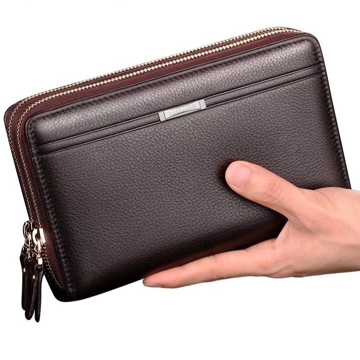 Termurah - Black Clutch Pria Kulit Sapi Asli Bison Denim Ori 4462OR Dompet/Tas Tangan/Handbag/bag