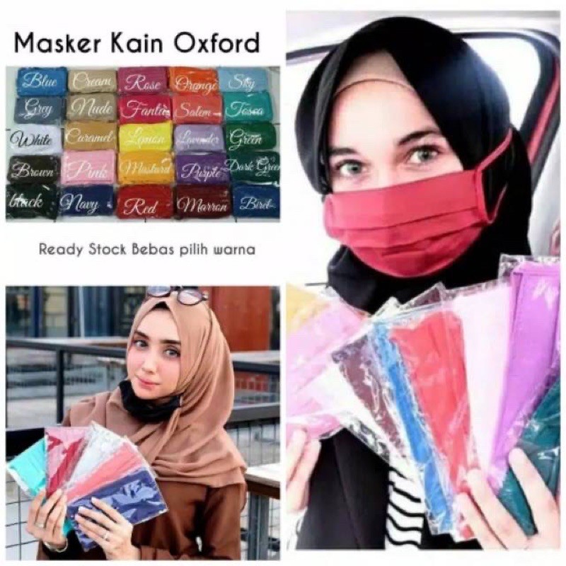 12 PCS GROSIR MASKER  KAIN TALI SAMBUNG OXFORD