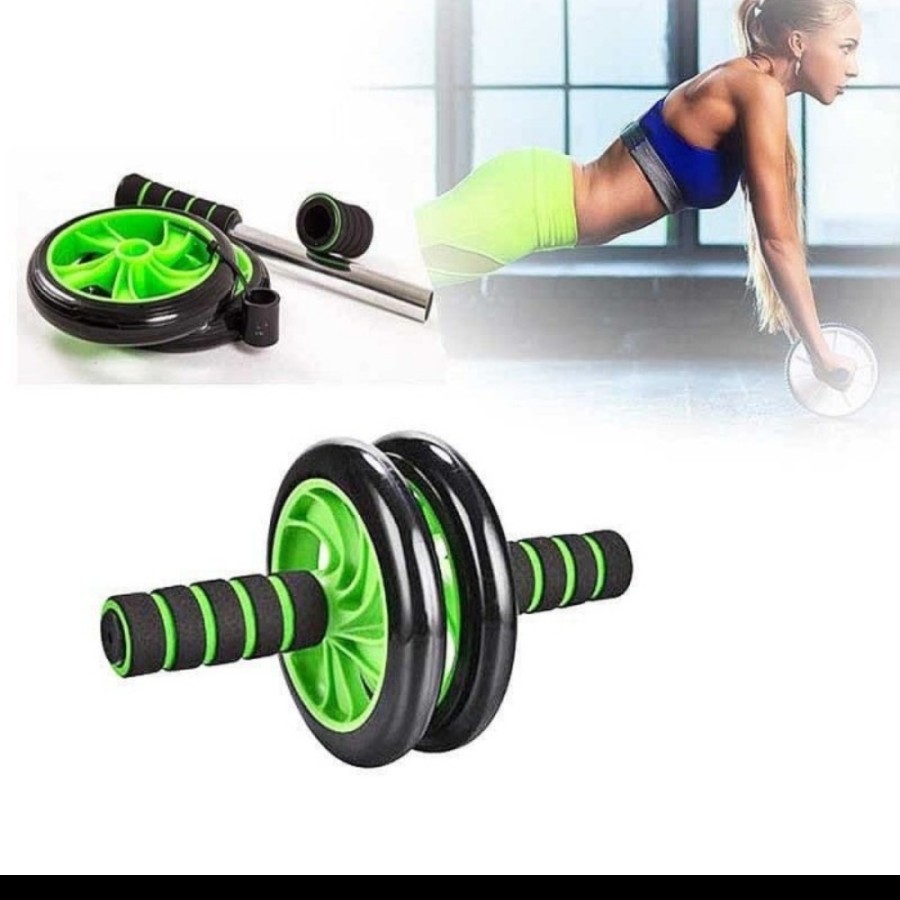 ABS roller wheel double revoflex alat bantu push up gym fitness perut