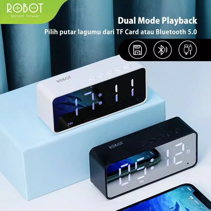 Speaker Bluetooth Robot RB150 Portable Wireless Bass Mini Stereo - LED Display Alarm With FM Radio