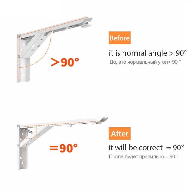 Bracket Engsel Siku Folding Stainless Steel Load 60kg 2 PCS - NED-6112 - Black