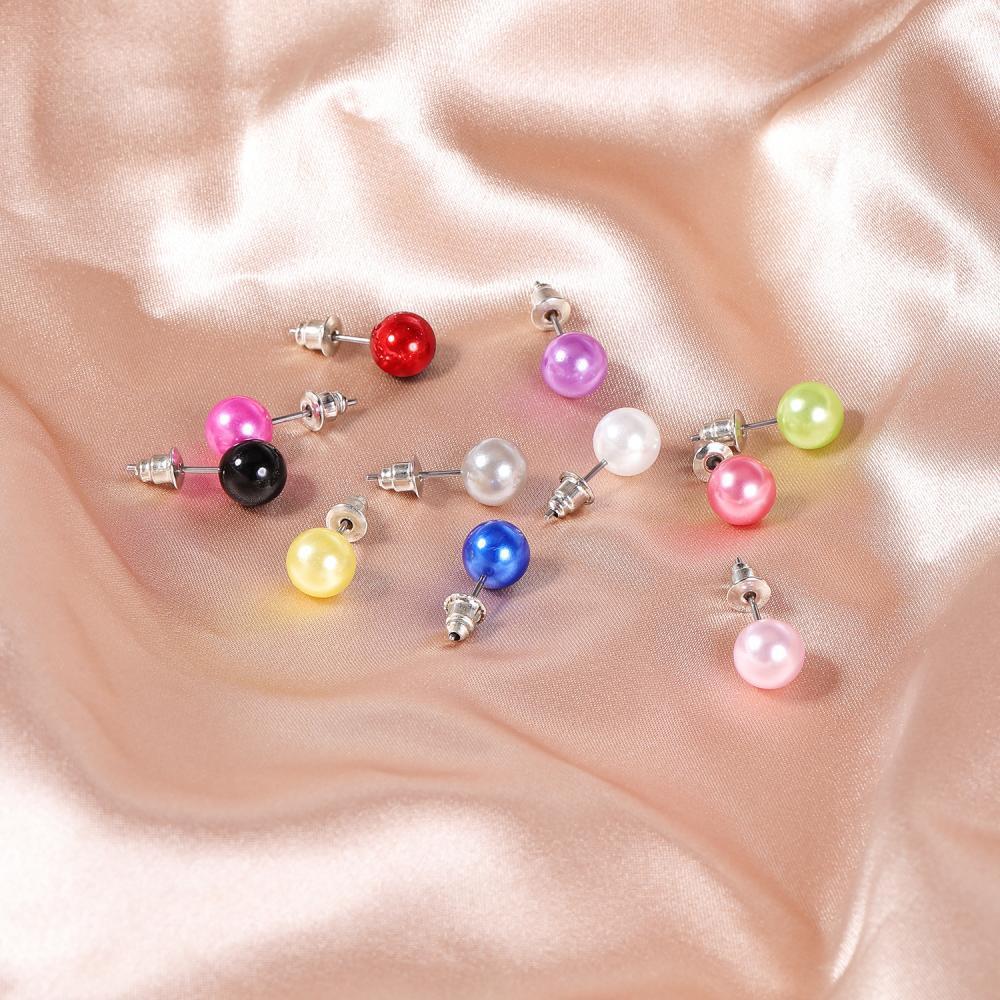 12 Pasang Anting Stud Tindik Tulang Rawan Aksen Mutiara Imitasi Warna-Warni Ukuran 4 / 6 / 8mm 20g Untuk Wanita