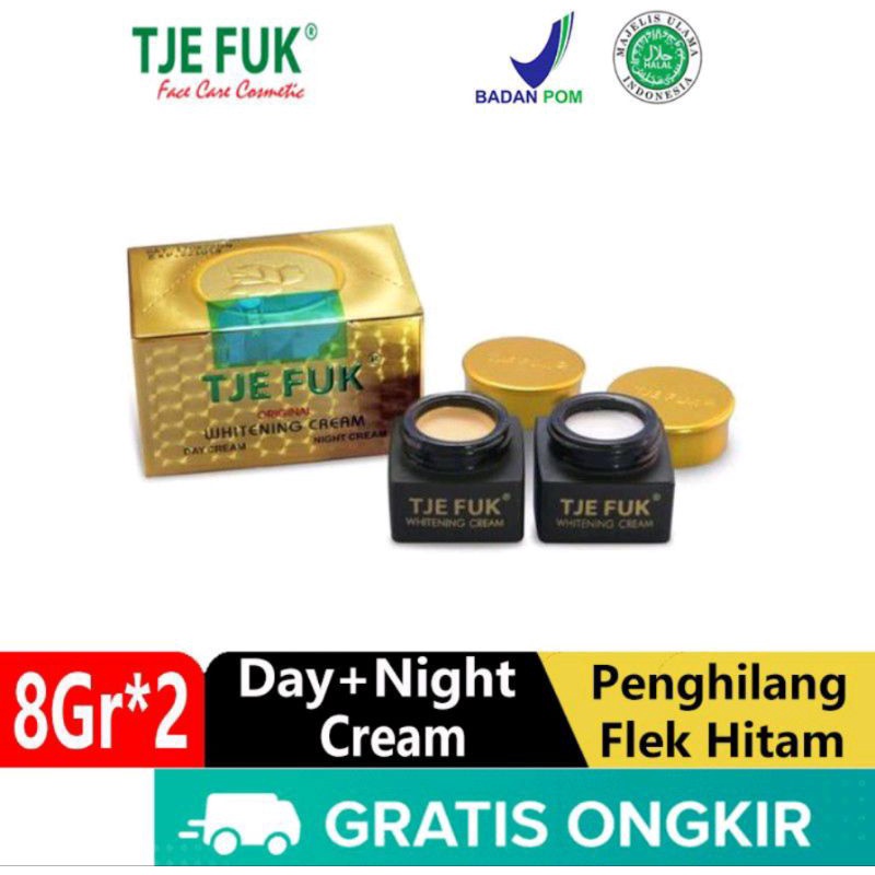 Tje Fuk Whitening Day Cream & Night Cream paket hemat 8gr x 2