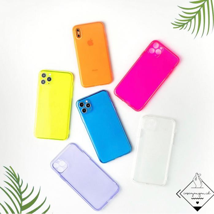 ACC HP NEON CAMERA PROTECTOR CASE IPHONE 6 7 8 PLUS X XR XS 11 PRO MAX CASING NEON PINK 6 6S
