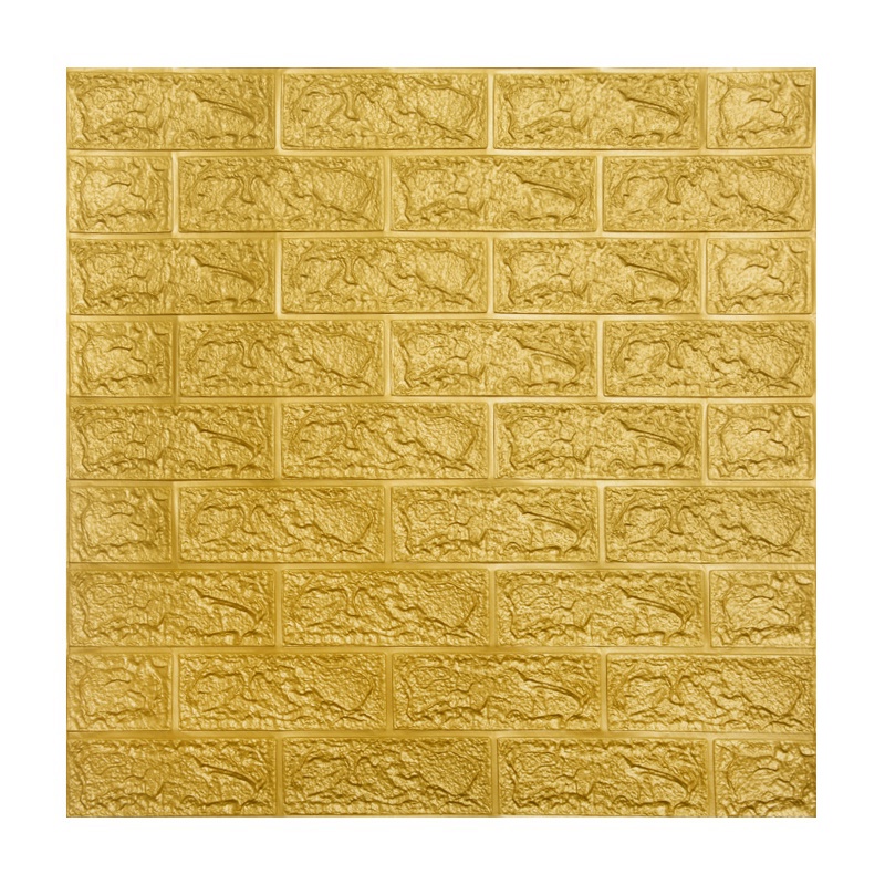 [COD] Wallpaper Dinding Wallpaper 3D Walpaper Foam Motif Batu Bata Good Quality Pabrik 70x77CM Ketebalan Sebenarnya 6MM-GOLD 70*77CM
