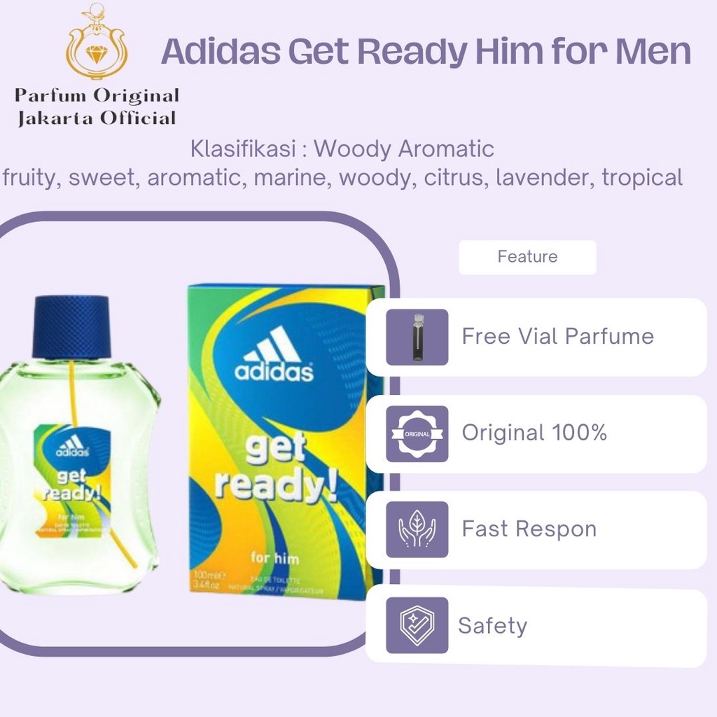 Parfum Parfume Perfume Perawatan Kecantikan Original Import Branded Pria Laki Laki Cowok Adidas Get 