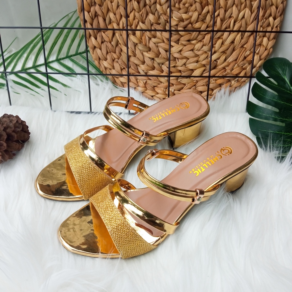 High Hells Wanita Hak tahu Glitter Sandal Wedges 5 Cm