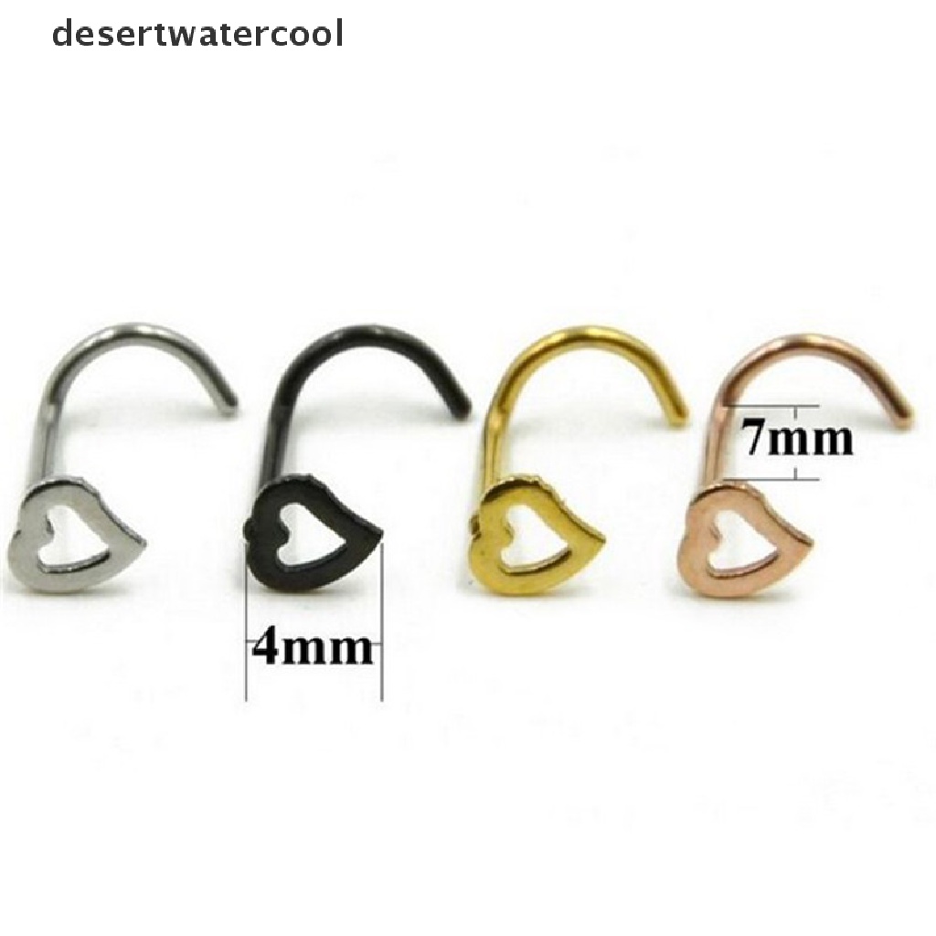 Cincin Tindik Hidung Telinga Bibir Bentuk Hati Bahan Stainless Steel Gaya Punk
