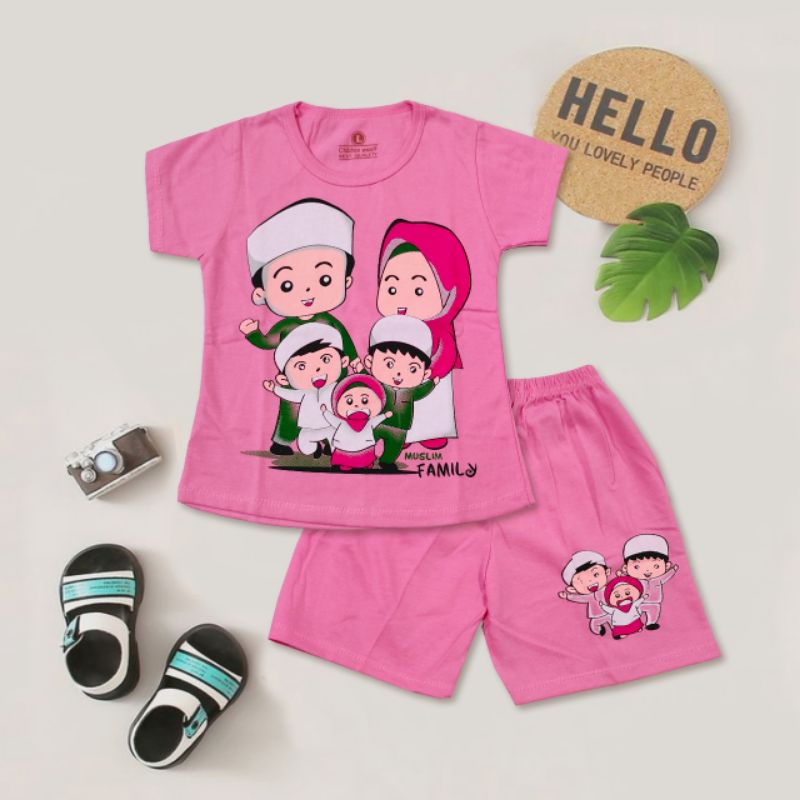 SETELAN ANAK PEREMPUAN MOTIF HIJAB/SETELAN ANAK CEWEK CELANA MOTIF