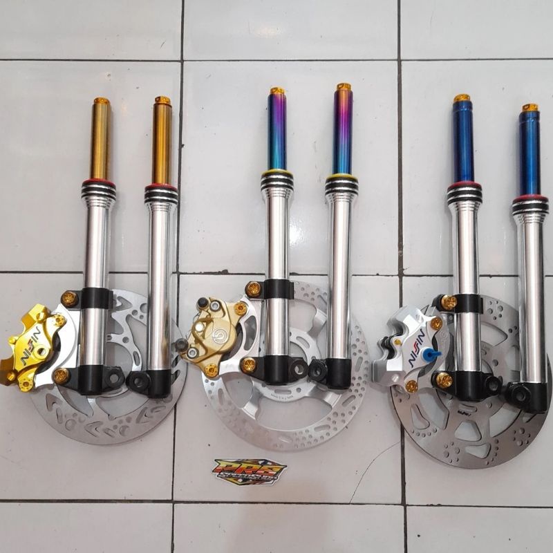 Jual Paket Pengereman Depan Sleep Engine Mio Jupiter Bottom Bubut As Gold Blue Rainbow Matic