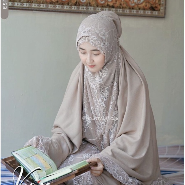 MUKENA VIONA LACE ESPECIA ORIGINAL BY ARUMY OFFICIAL DEWASA JUMBO TRAVEL PREMIUM BAHAN KATUN COTTON 