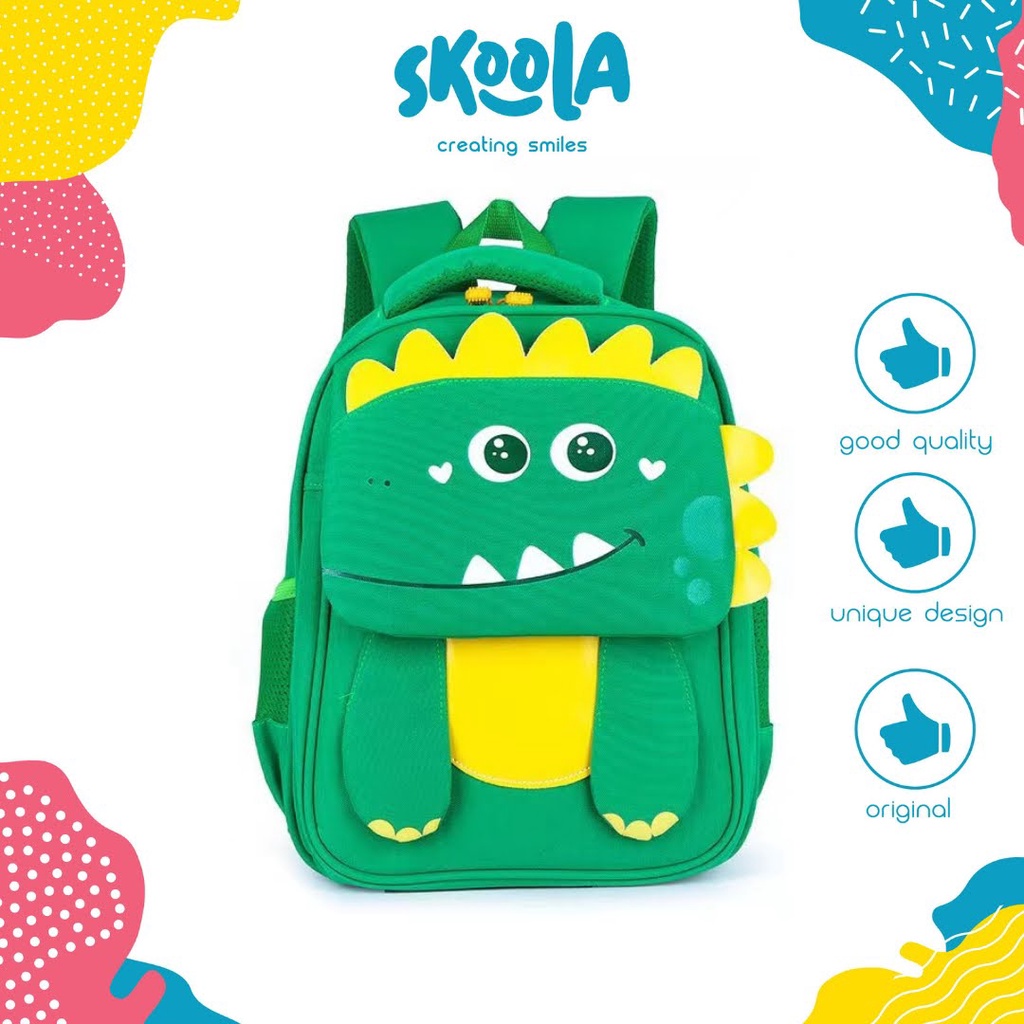 Skoola Tas Sekolah Anak Laki - Laki TK Ransel Dinosaurus - Maru