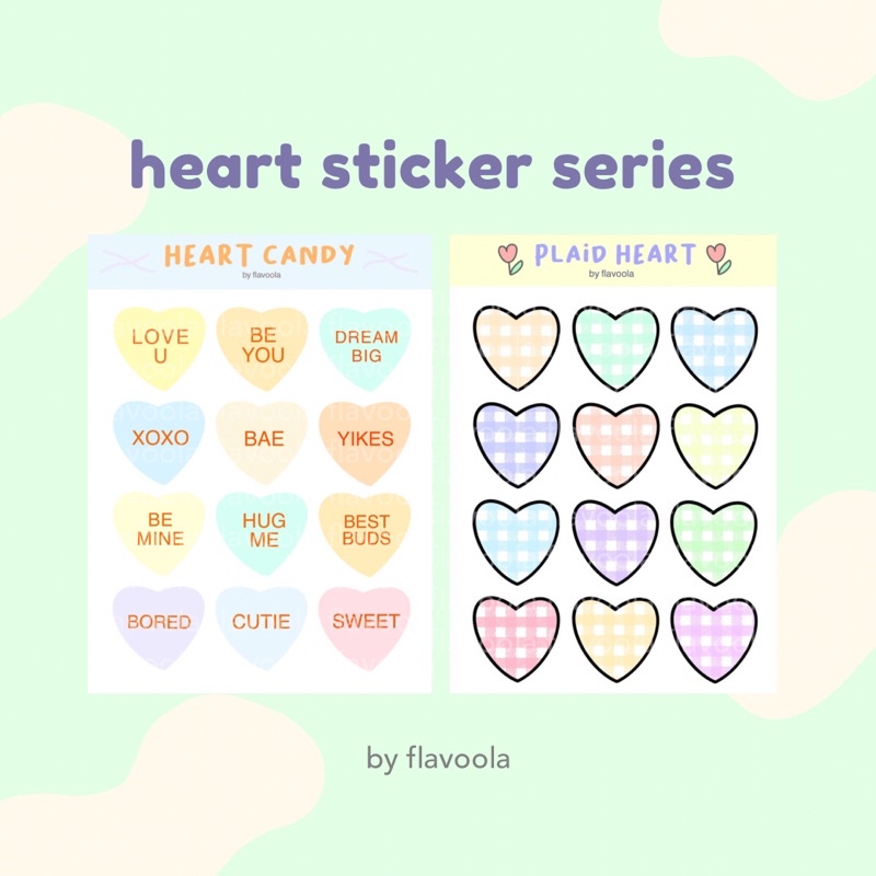 

heart sticker series (plaid & heart candy) kiss cut sticker journal bujo