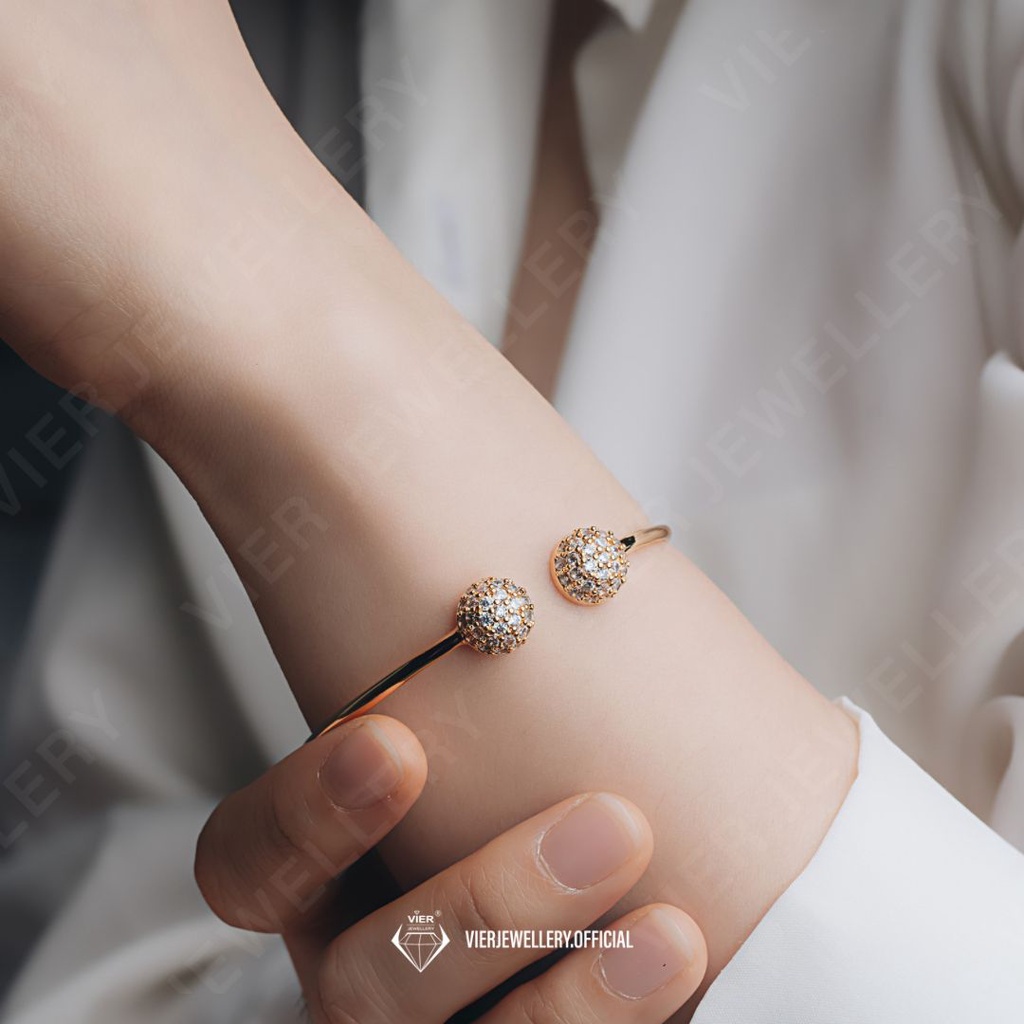 Vier Edition Bangle 12144 Gelang zirconia lapis emas replika berlian