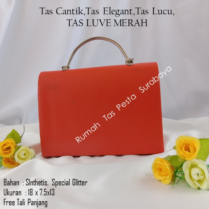 Tas Cantik,Tas Elegant,Tas Lucu,TAS LUVE MERAH