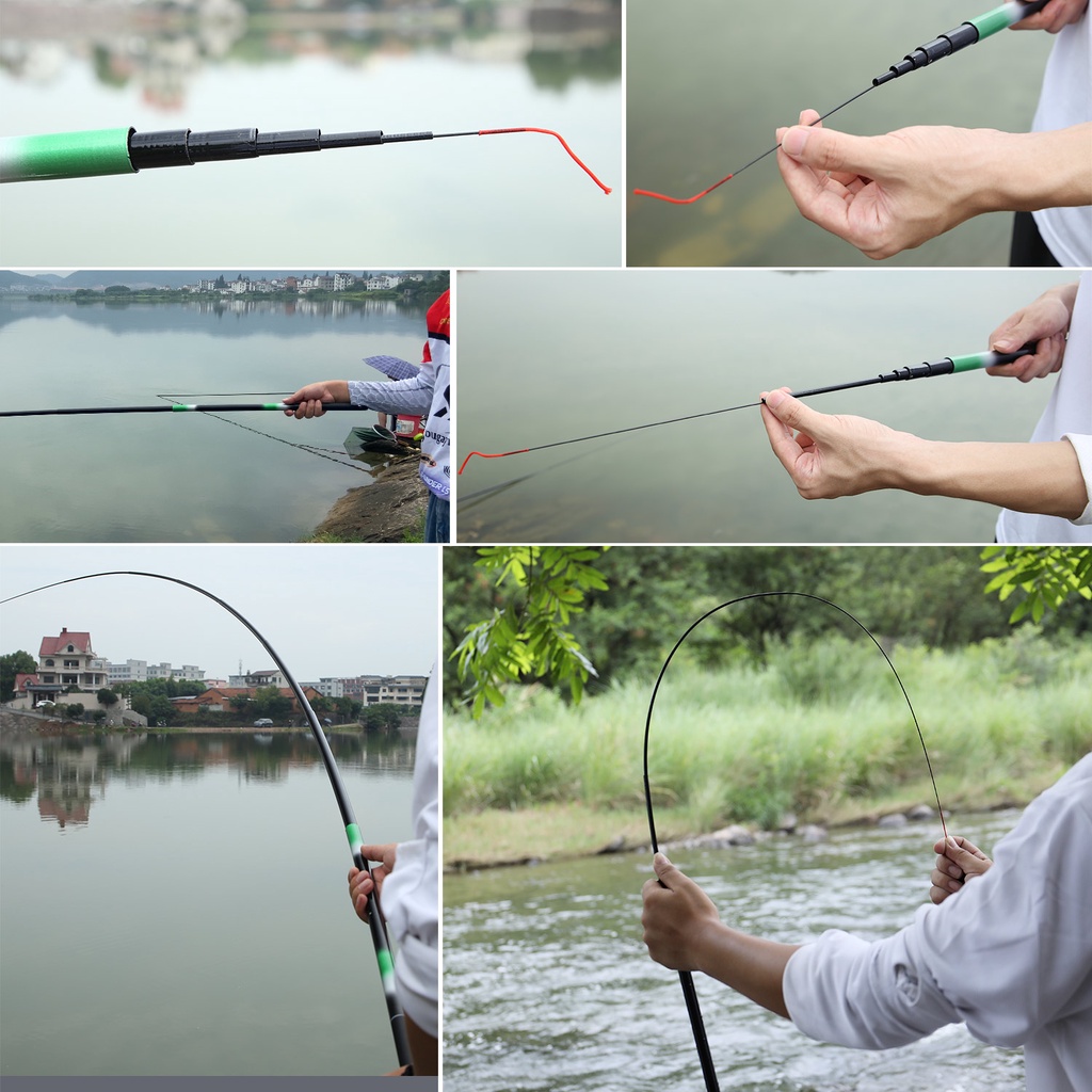 Joran Tegek Fishing Rod Dengan Harga Murah Telescopic Fishing Rod 2.7M-5.4M Kuat Merah Muda Hijau Kuning Portable Stream Fishing Rod 2.7M 3.6M 4.5M 5.4M Perjalanan Carp Rod untuk Air Tawar