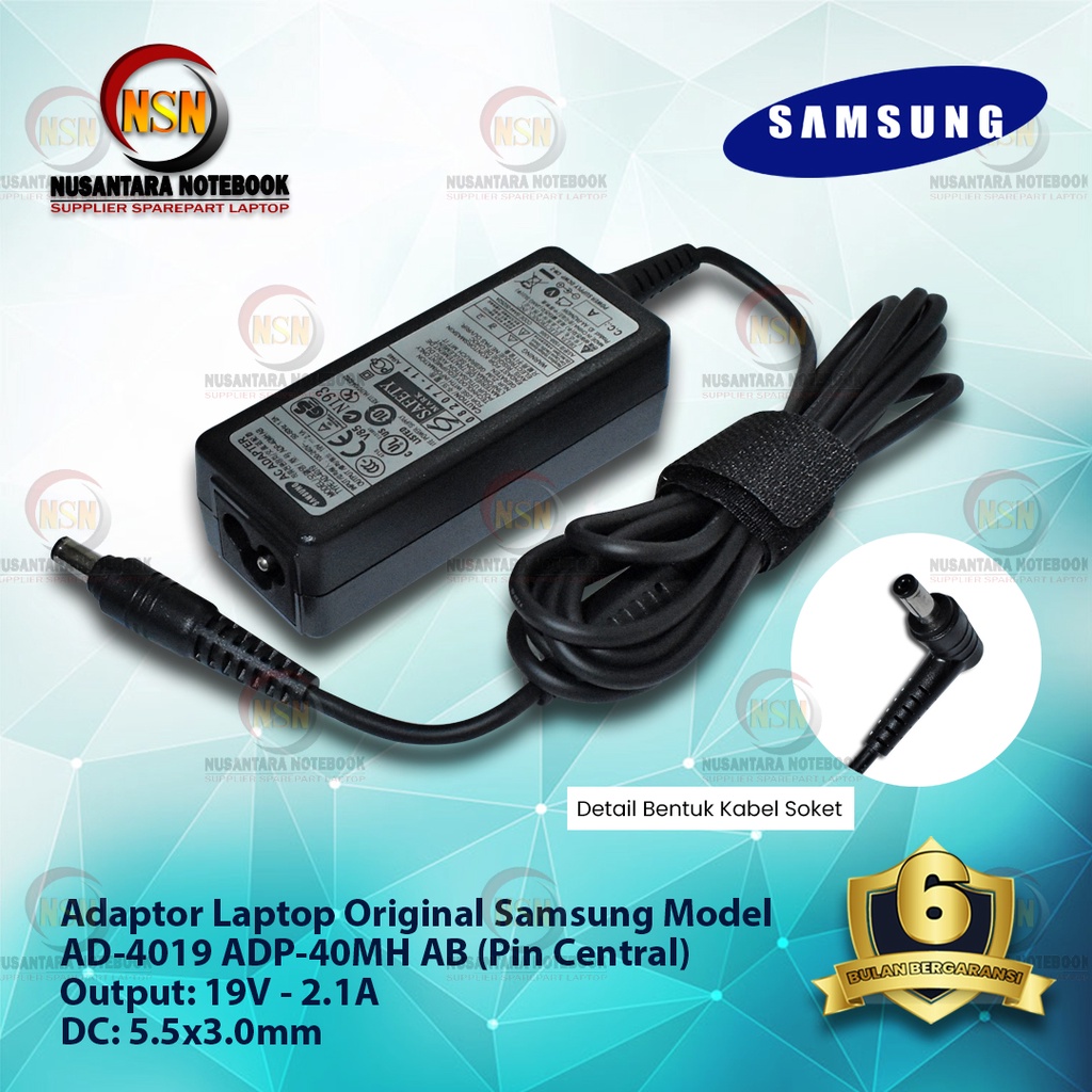 Adaptor Original Samsung 19V 2.1A DC 5.5x3.0mm AD-4019 ADP-40MH AB