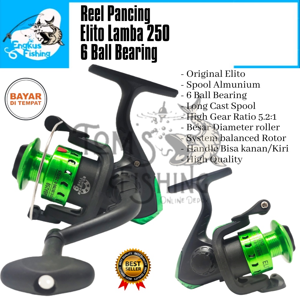 Reel Pancing Elito Lamba 250 Spool Almunium (6 Bearing) Murah Berkualitas - Engkus Fishing