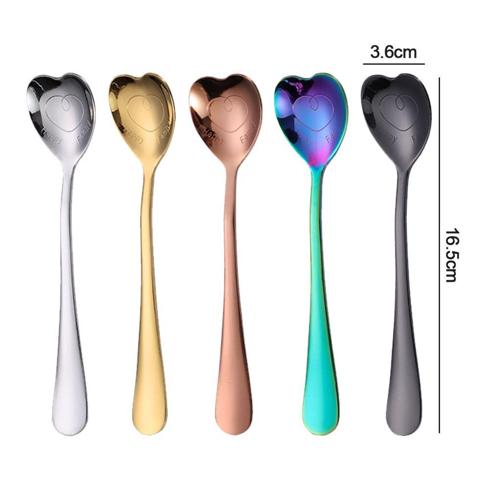 Preva Cutlery Set Reusable Stirring Spoons Stainless Steel Bentuk Hati Sendok Teh Alat Makan