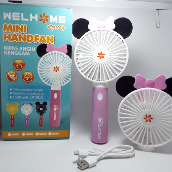 Rechargeable Hand Fan Mini Kipas Genggam Tangan Welhome WHF-002-new