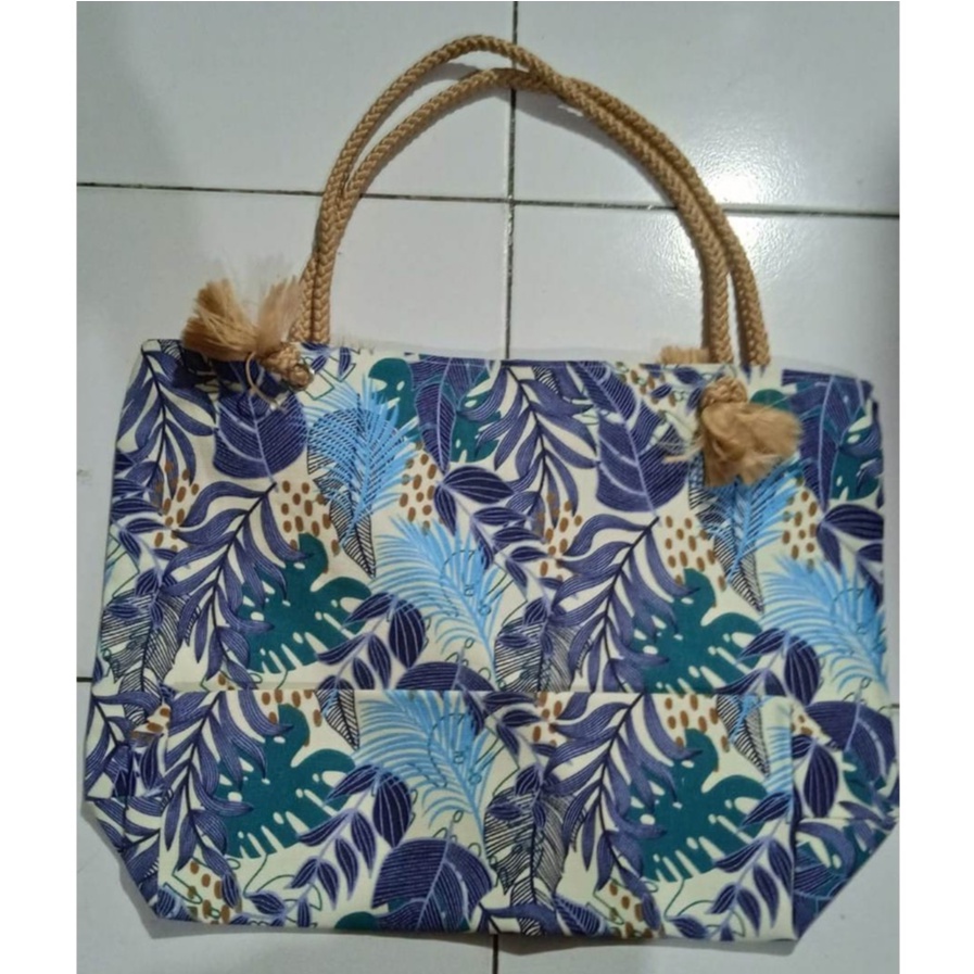 Tas panggul bunga kain denim Totebag bali