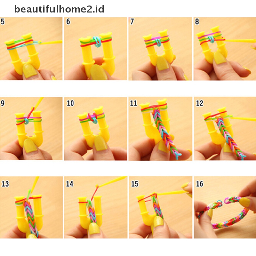 (Beautifulhome2.Id) 500pcs Karet Loom 12 Warna + Jarum + Monster Tail Untuk Membuat Gelang Diy