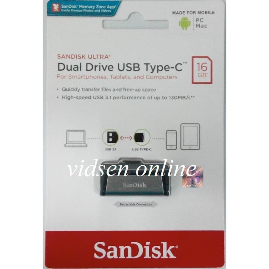 SanDisk Flashdisk OTG Type C 16gb USB 3.1 Up to 150MBps