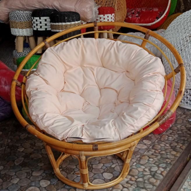 Bean Bag Kursi Malas santai Papasan Rotan Bulat