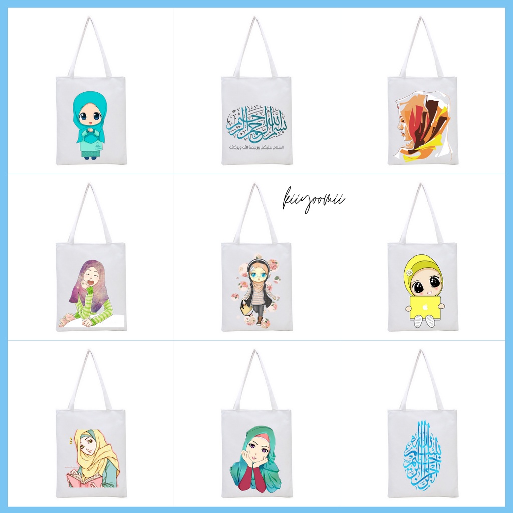 PART A200 Islamic hijrah Quotes tas tote New totebag hijab tas fashion aesthetic printing (resleting) drill premium (A200) || kiiyoomii ||