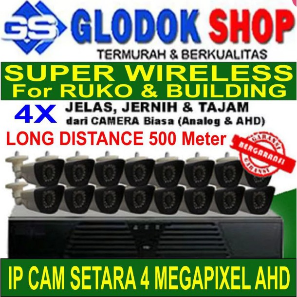 PAKET CCTV SUPER WIRELESS 1.3 MP 16 KAMERA